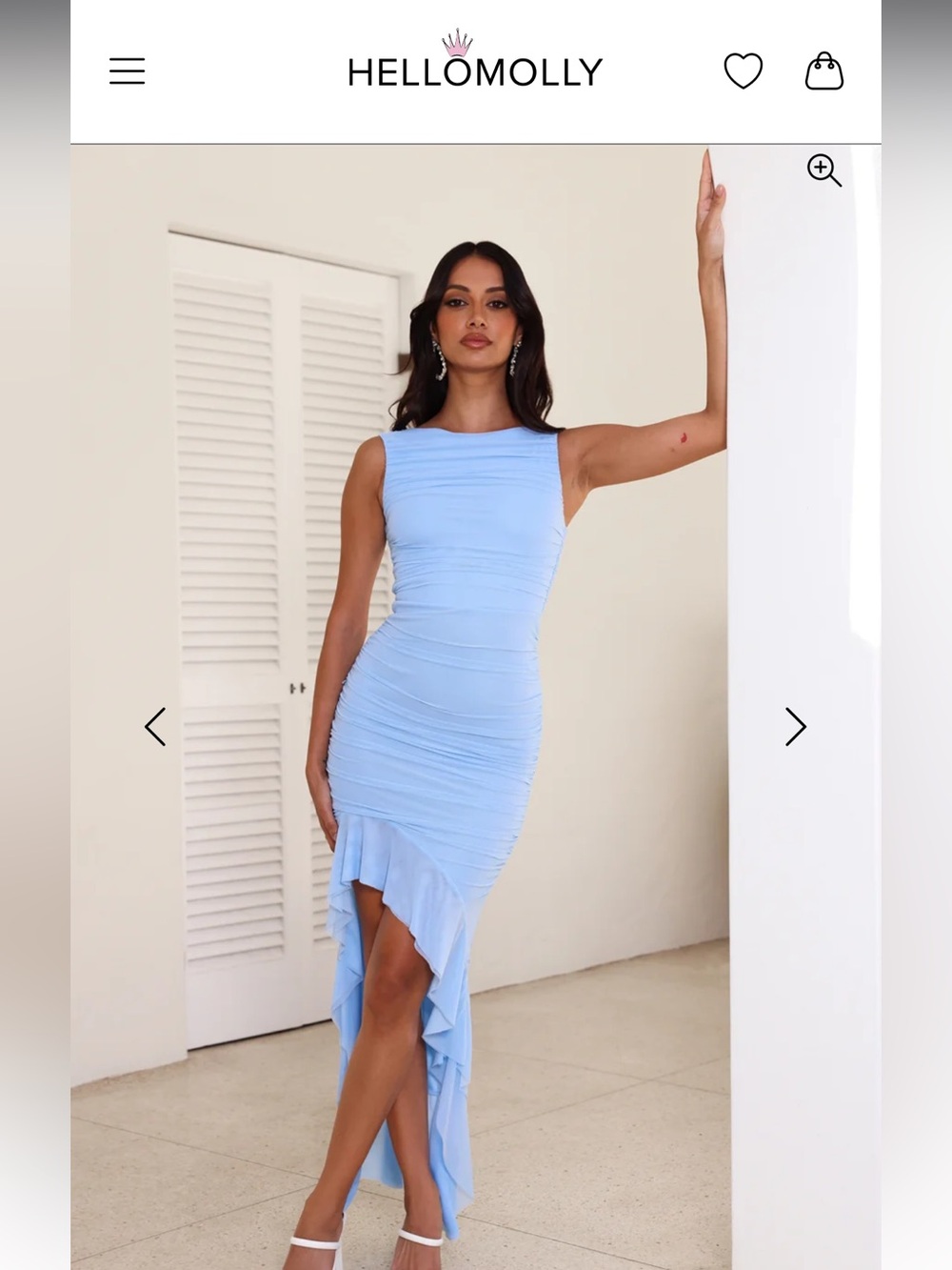 Light Blue Ruched Sleeveless Bodycon Dress